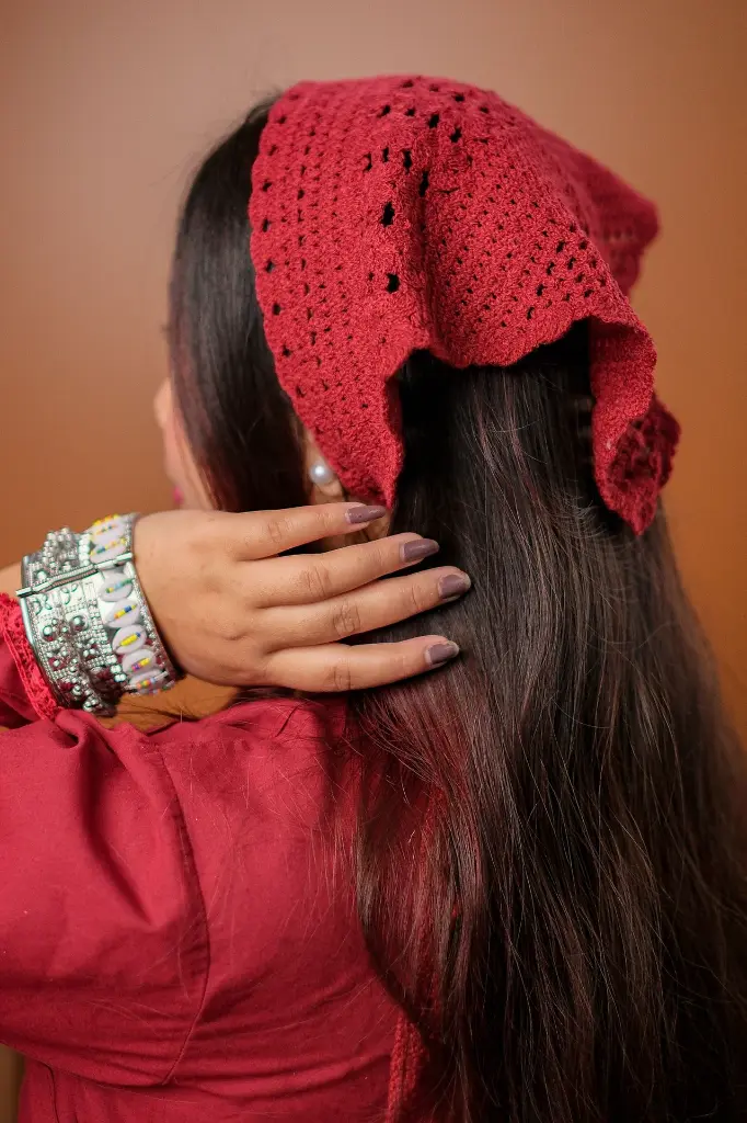 Maroon Crochet Hair Bandanna (3).webp