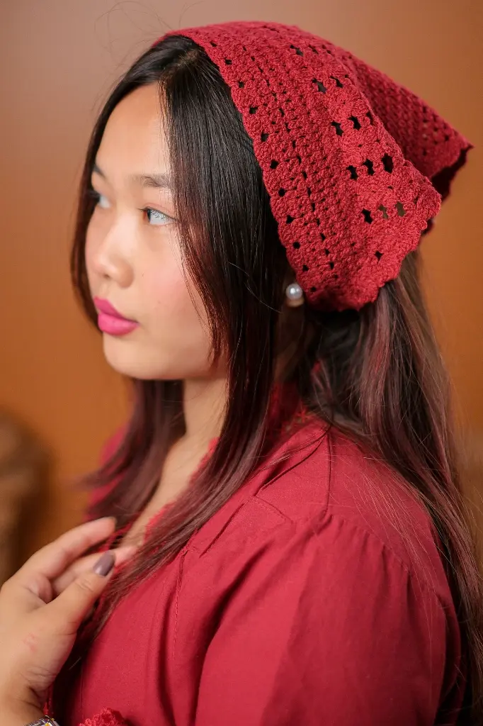 Maroon Crochet Hair Bandanna.webp
