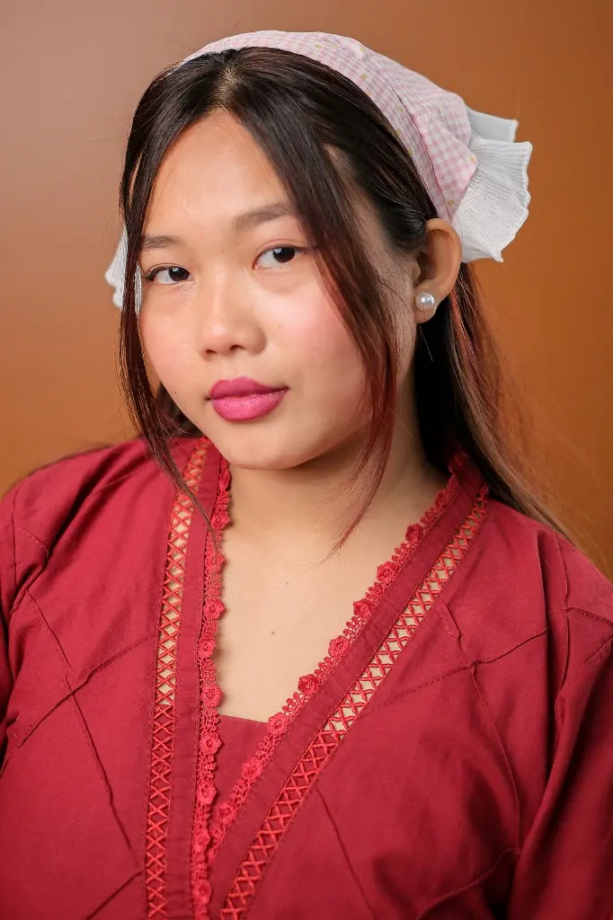 Baby Pink Check Daisy Hair Bandanna.webp