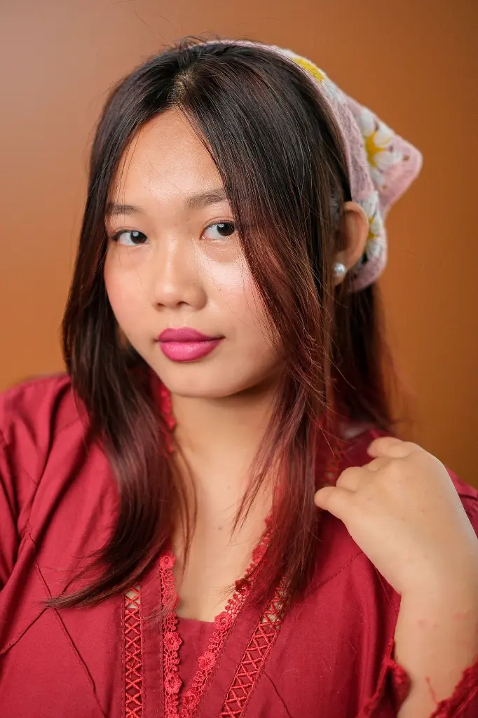 Mauve Pink Yellow White Flower Crochet Hair Bandanna.webp