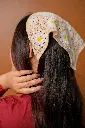 Peach White Flower Crochet Lace Hair Bandanna.webp