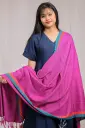 Magenta orange line sea green Viscose Shawl