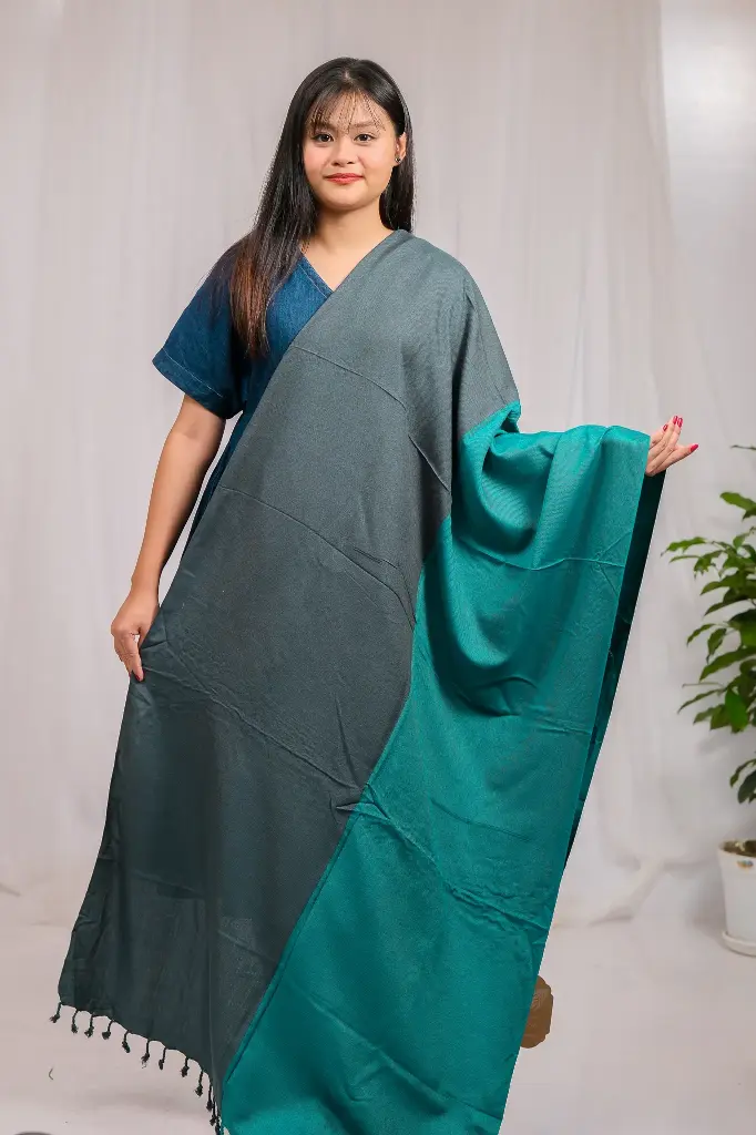 [1006] Sea Green and Bottle Green Viscose Shawl