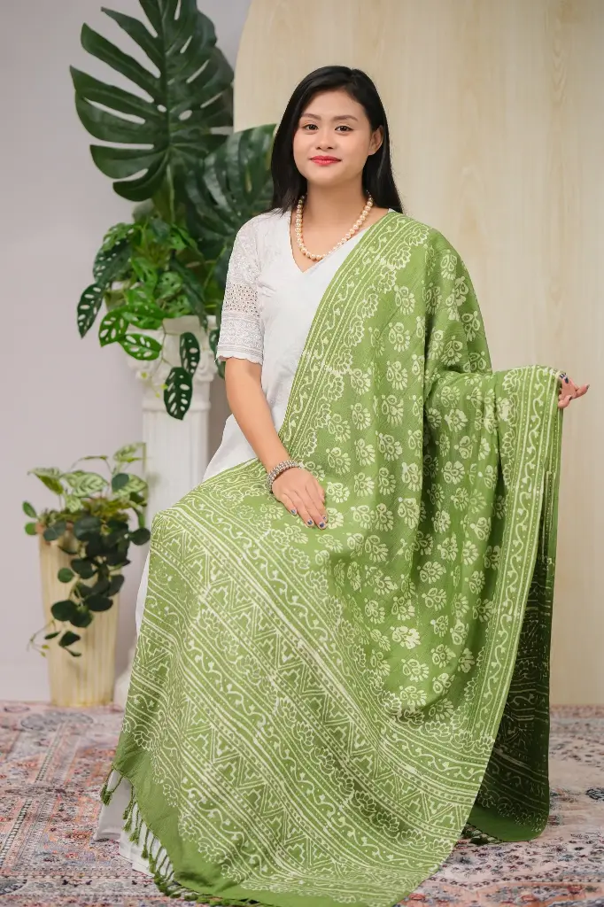 Dark Olive Natural Dye Shawl