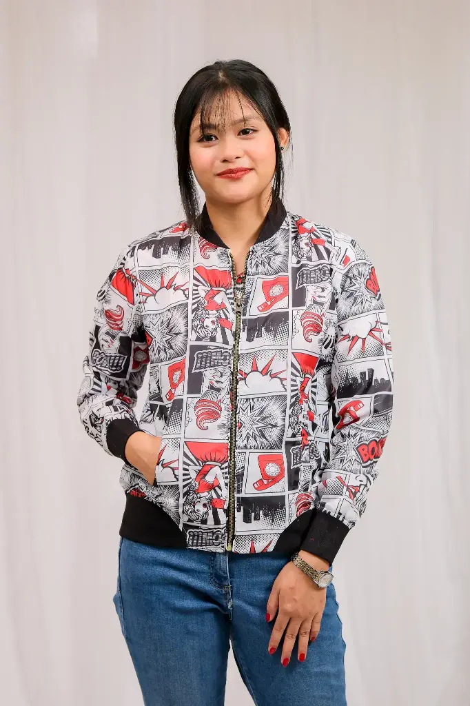 Jacket Black and White Red