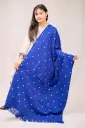 Blue Polka Dot Screen Print Shawl