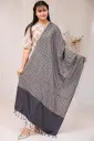Ash Black Small Design Screen Print Shawl