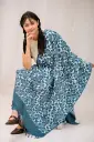 Sea Green Screen Print Viscose Shawl