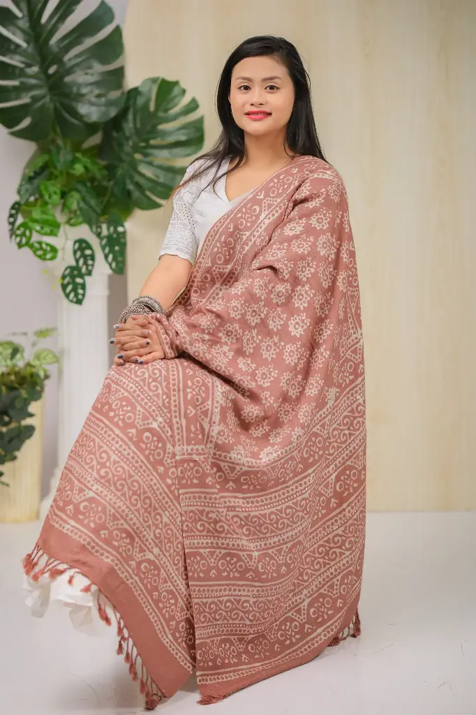 Terracotta Rose-Gold Natural Dye Shawl