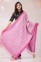 Pink White Floral Design Screen Print Viscose Shawl