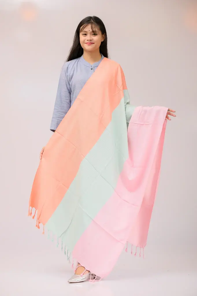 Green Pink Dual Tone Viscose Shawl 