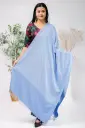 Sky Blue White Small Design Screen Print Shawl