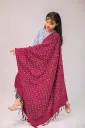 Deep Maroon White Diamond Design Screen Print Viscose Shawl