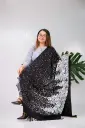Black Snowfall Design Screen Print Viscose Shawl