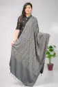 Ash Black Golden Small Floral Screen Print Shawl