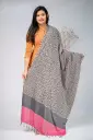Ash Black Motif Pattern Dual Tone Screen Print Shawl 
