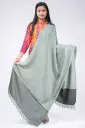 Mint Green Small Black Design Screen Print Shawl 