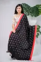 Black Read Broder White Small Geometric Motif Screen Print Shawl