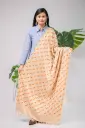 Cream Brown Bird Design Screen Print Shawl