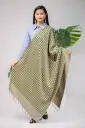 Ash & Olive Green Small Dimond Shaped Check Screen Print Shawl