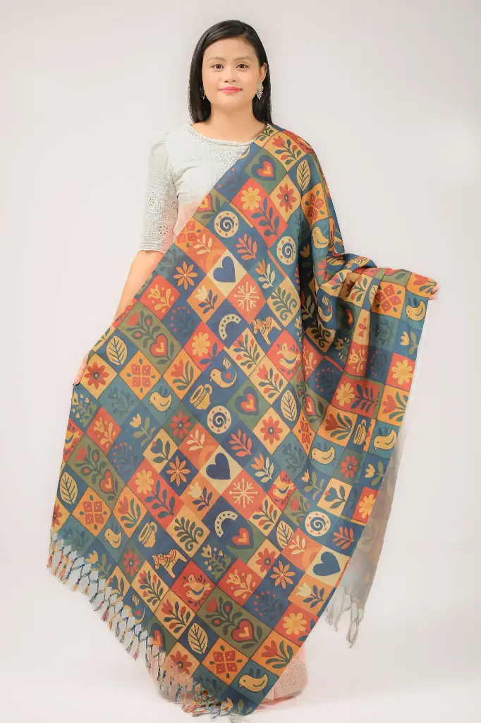 Bashonto Theme Digital Print Viscose Shawl