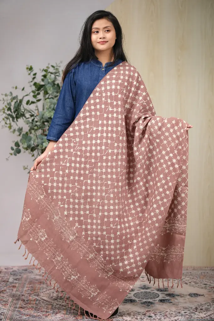 Dusty Rose Brown 003 Natural Dye Shawl