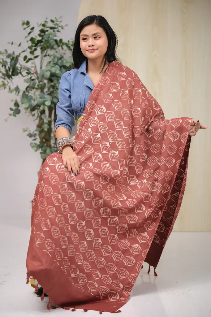 Muted Maroon 001Natural Dye Shawl