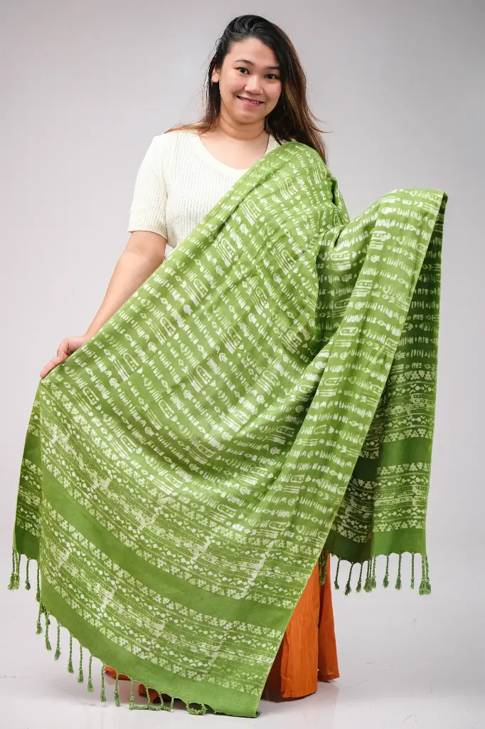 [1002] Olive Lemon 001 Natural Dye Shawl