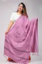 Dusty Pink Black Small Dots Screen Print Shawl