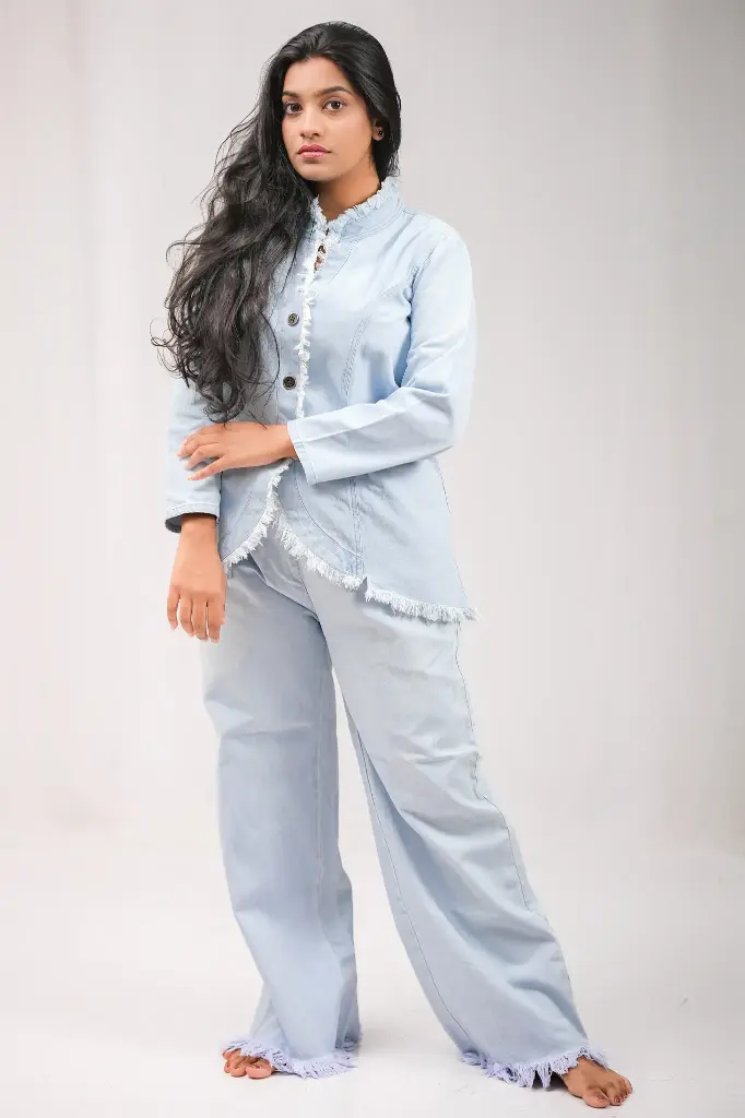 Denim Band Collar Shrug