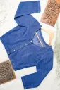 Blue V Neck Front Button Denim Blouse