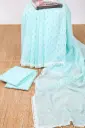 Paste Body Sky Blue Small Design Half Silk Screen Print Sharee