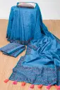 Blue Body Dollar Hand Work Half Silk Sharee