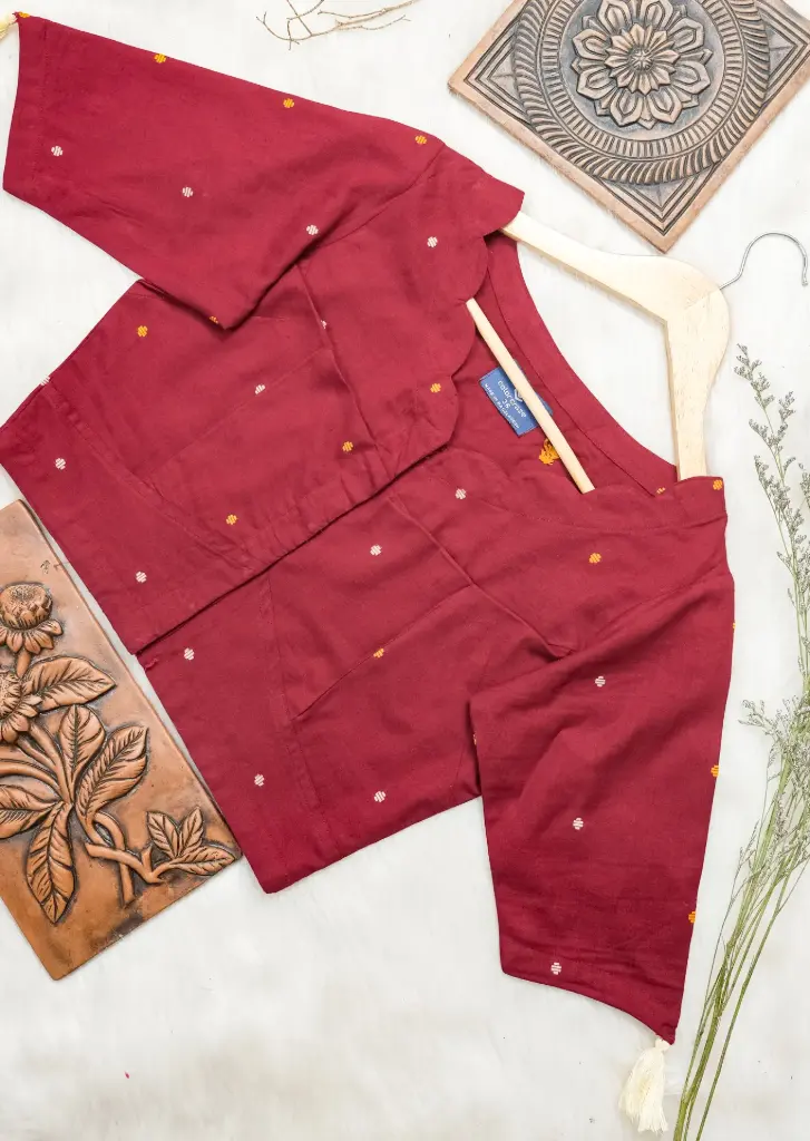 [0213] Dark Maroon Hand loom South Cotton Blouse (34)