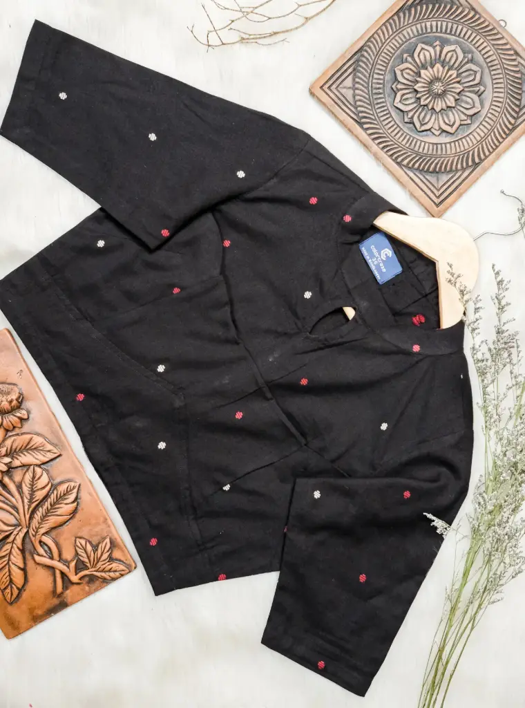 Black Hand loom Cotton Blouse
