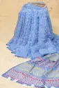 Light Indigo Stripped Anchal Hand Work ND Sharee