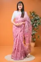 Dusty Rose Stripped Anchal Hand Work ND Sharee
