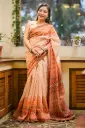 Apricot Orange Body Turkish Anchal Mixed Cotton Sharee