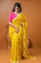 Canary Body Zinnia Flower Kotta Cotton Sharee