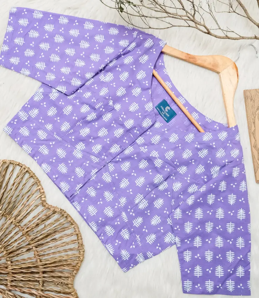 Lavender White Cotton Blouse