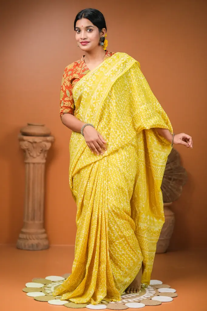 Olive Silk Natural Dye Sharee