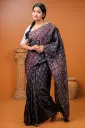 Black Brown Silk Natural Dye Sharee