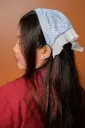 Sky Blue Check Daisy Hair Bandanna