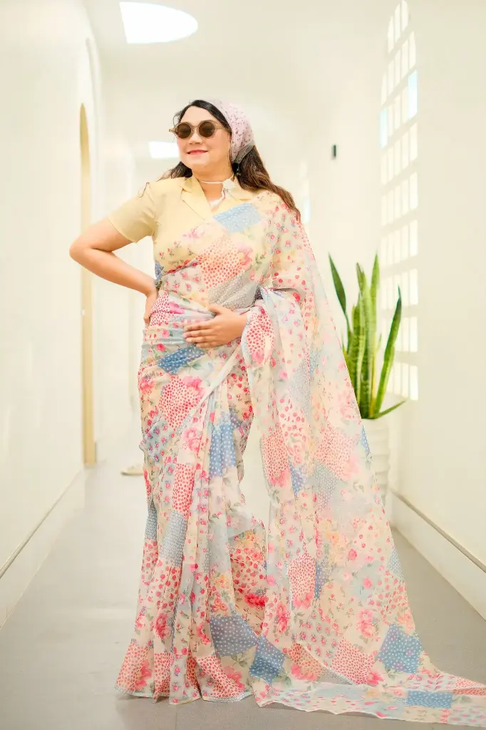 Flora- Digital Printed Muslin Sharee