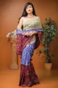 Blue Lignt Olive Maroon Silk Natural Dye Sharee
