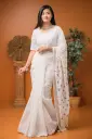 White Body Hand Work Anchal Half Silk Sharee