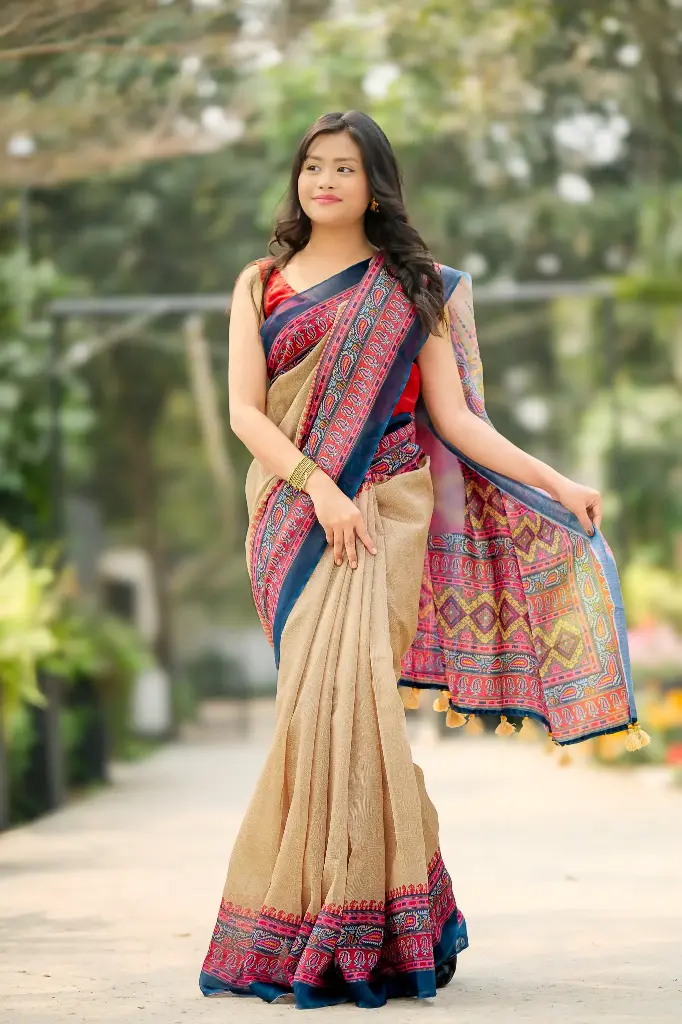 Agamani Digital Print Mix Cotton Sharee