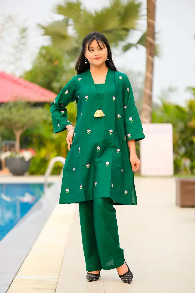 Green Embroidery Co-ords Set