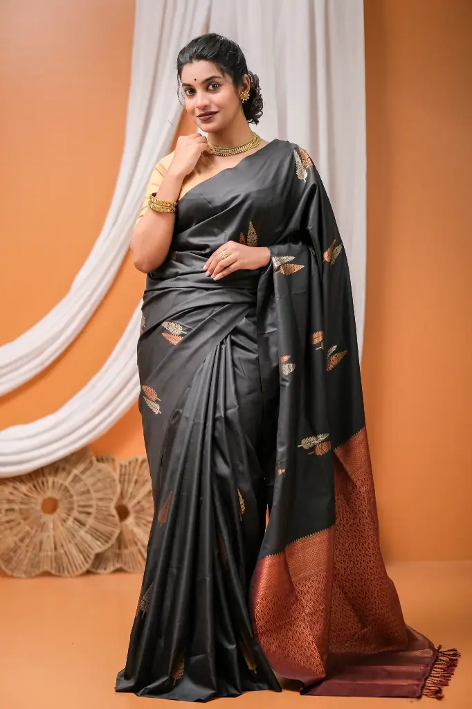 Black Silk Katan Sharee 