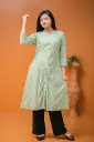 Pastel Green Stripped A-Shaped Kurti